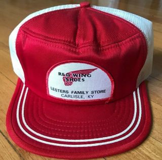 Vtg Red Wing Boot Store Carlisle Ky Snap Back Mesh Trucker Hat Usa 80’s Patch