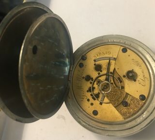 1873 Elgin Key Wind Pocket Watch Sz18 11J G.  M Wheeler Grade 57 Silveroid 3