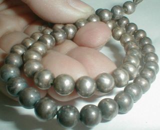 Vintage Navajo Sterling Silver 16 " Smooth Bench Bead Necklace Southwest 5mm