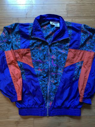 Vintage 80’s 90’s Nike Gray Tag Windbreaker Jacket Crazy Print Size M