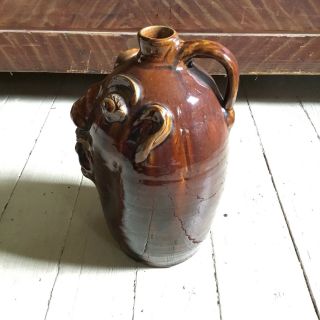 LOUIS BROWN FACE JUG BROWNS POTTERY ARDEN,  NC SIGNED DATED ‘89 14” TALL RARE 10