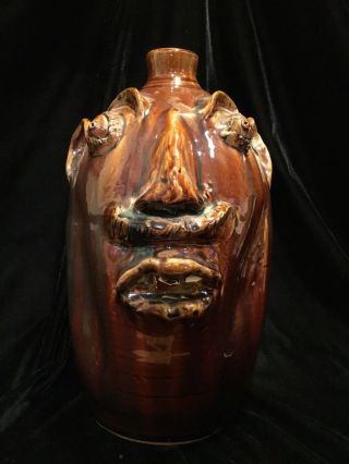 Louis Brown Face Jug Browns Pottery Arden,  Nc Signed Dated ‘89 14” Tall Rare