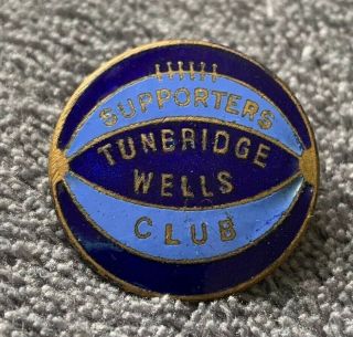 Scarce Vintage Enamel Football Club Badge Tunbridge Wells Supporters Club