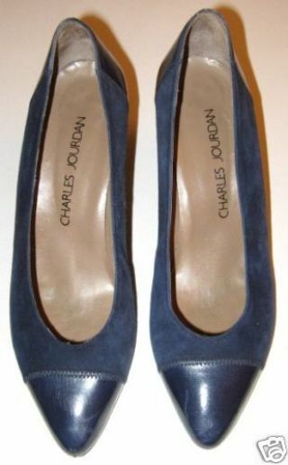 Charles Jourdan Blue Suede Shoes Vintage 1980 