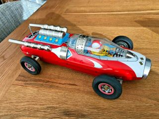 Rare - Vtg.  Daiya Racer Racing Car Space Tin Toy Japan Battery - Oper.  With Gear Box