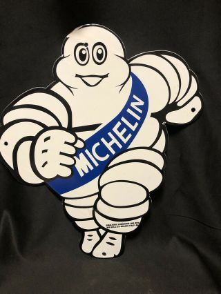 Vintage Michelin Man Tire Porcelain Sign 16x14 Inches Marked “ 1954”