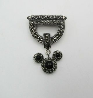 Estate Signed Judith Jack Disney Sterling Silver & Marcasite Mickey Mouse Pin