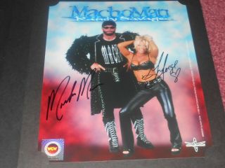 Vintage Macho Man Randy Savage & Gorgeous George Signed Photo Wwe Wwf