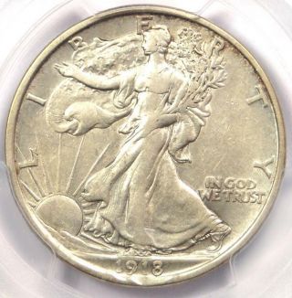 1918 - D Walking Liberty Half Dollar 50c - Certified Pcgs Xf45 - Rare Date Coin