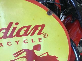 VINTAGE PORCELAIN 2 - SIDED INDIAN MOTORCYCLES DEALER SIGN Harley Chief Scout 10