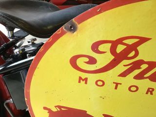 VINTAGE PORCELAIN 2 - SIDED INDIAN MOTORCYCLES DEALER SIGN Harley Chief Scout 4