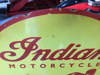 VINTAGE PORCELAIN 2 - SIDED INDIAN MOTORCYCLES DEALER SIGN Harley Chief Scout 5