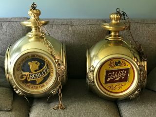 2 Large Vintage 1972 Schlitz Beer Revolving Lighted Signs
