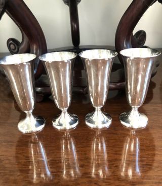 Vintage Set Of 4 Gorham Sterling Silver Cordial/shot Glasses Liquor 951