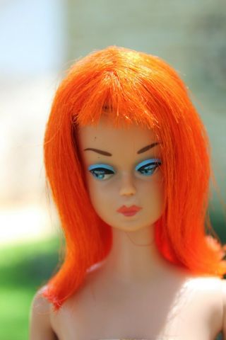 Vintage 60s Barbie Doll Color Magic Flame Red Long Hair Style Wig