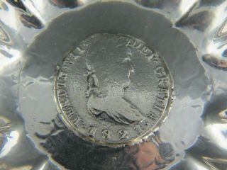 Old Spanish Sterling Silver Tastevin Wine Taster,  1821 Coin in Center 3
