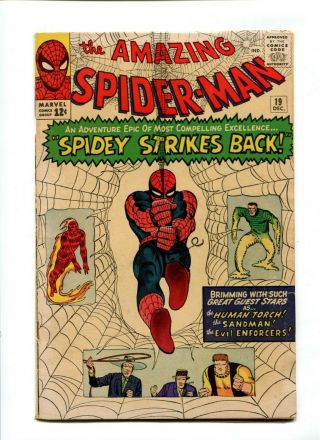 Spider - Man 19 Vintage Marvel Comic Early Sandman Torch X - Over 12c
