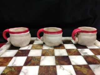 Rare Vtg.  1960 Holt Howard Christmas Winking Santa Claus Ceramic Pitcher & Cups 7