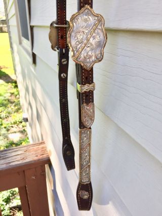 Vintage Silver Western Show Headstall Maker Marked Silver