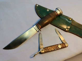 Vintage Remington Usa Dupont Rh251 Girl Scouts Official Knifes And Sheath,  Set.