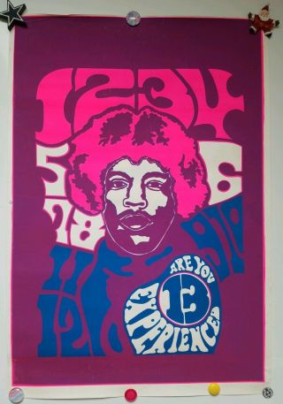 Vintage Jimi Hendrix Poster Prints Psychedelic Black Light Poster