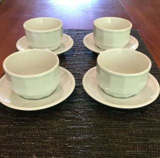 Vintage Apilco French Bistro Ware Set Of 4 Cappuccino Breakfast Cups & Saucers