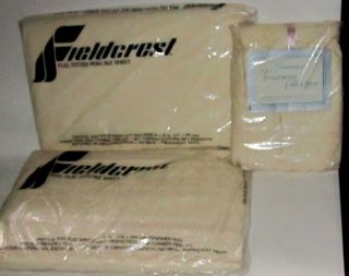 Vintage Fieldcrest,  Nip,  Beige Trousseau Lace Full Flat Sheet Set,  Rare