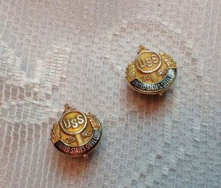 2 Vintage 10k Gold United States Steel Co 25 30 Year Service Pins Tie Tack Uss