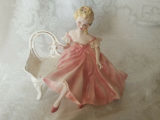 Vintage RARE Florence Ceramics Figurine Catherine In Pink PERFECT. 12