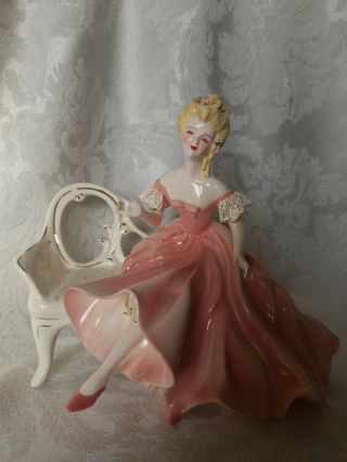 Vintage Rare Florence Ceramics Figurine Catherine In Pink Perfect.