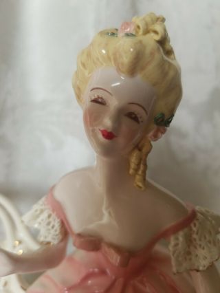 Vintage RARE Florence Ceramics Figurine Catherine In Pink PERFECT. 2