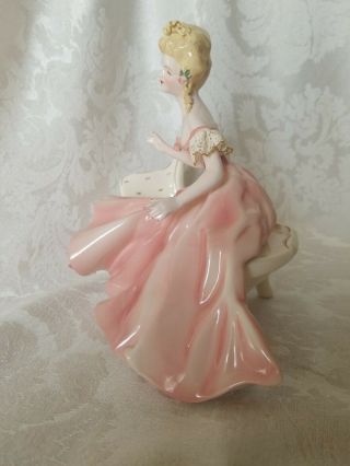 Vintage RARE Florence Ceramics Figurine Catherine In Pink PERFECT. 4