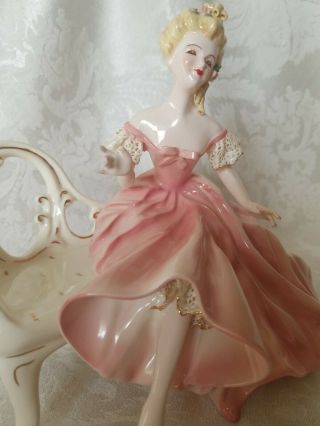 Vintage RARE Florence Ceramics Figurine Catherine In Pink PERFECT. 9