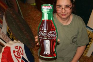 Vintage 1953 Coca Cola Soda Pop Bottle 17 " Metal Thermometer Sign