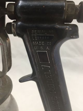Vintage Binks Model 7 Spray Gun 36SD Nozzle W/1 Qt Canister Serial 985825 USA 2