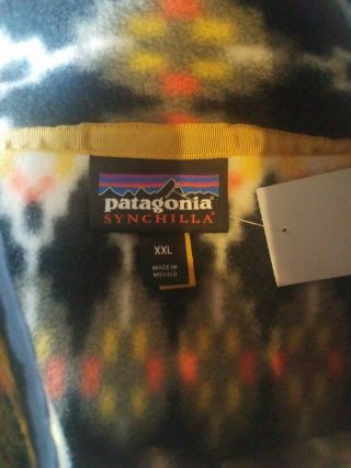 Patagonia Men ' s Synchilla snap t Fleece Pullover Size XXL vintage print EUC 3