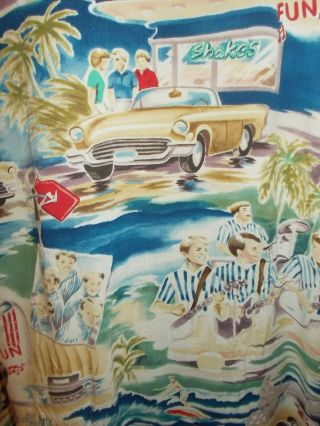 Vintage 2002 Reyn Spooner The Beach Boys Rayon Hawaiian Shirt Song Graphics 3xl