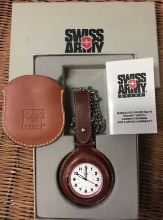Vintage " Swiss Army " Marlboro Unlimited Ii - Pocket Watch W/box Needs Battery