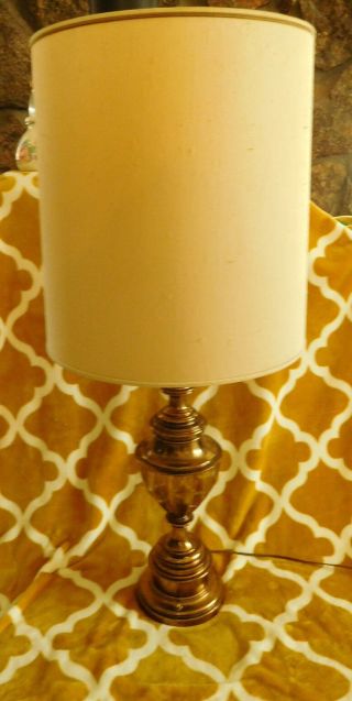 Vintage Stiffel Table Lamp Heavy Brass With Shade