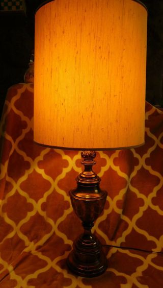 Vintage Stiffel Table Lamp Heavy Brass with Shade 4