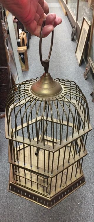 Vintage Brass Bird Cage Parakeet Chickadee Small Bird Display Pretty Sturdy