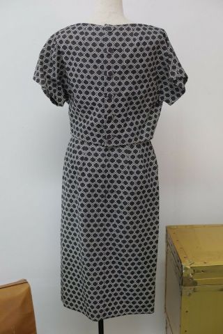 Vintage Adele Simpson Dress Bow Jackie O Style Geometric Retro Mod Cocktail 7