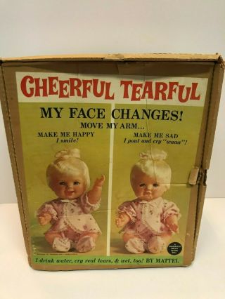Vintage 1965 Mattel Cheerful Tearful Doll In The Box