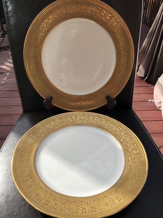 Set Of 6 Vintage Theodore Haviland Limoges Gold Encrusted Dinner Plate D 11”