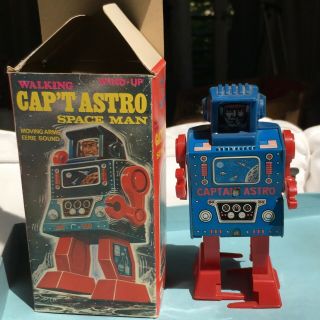 1972 Rare Vintage Mego Capt Astro Space Man Wind - Up Robot - Walks