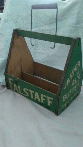 Rare Vtg Falstaff Beer Wood Carrier 1940s? Advertising For Jasper & Al 