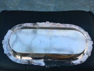 RARE HUGE DEEP LONG heavy rapouse edge SILVER PLATED BREAD SERVING DISH 19” x 9” 5