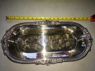 RARE HUGE DEEP LONG heavy rapouse edge SILVER PLATED BREAD SERVING DISH 19” x 9” 6