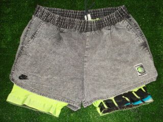 Vtg Nike Andre Agassi Challenge Court Stonewashed Neon Green Denim Shorts L Rare