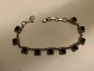 Vintage Mexican Sterling Silver And Onyx Necklace